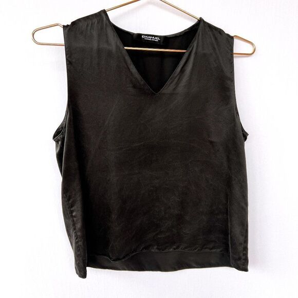 Emanuel Lingaro Black V Neck Sleeveless top - Picture 1 of 8
